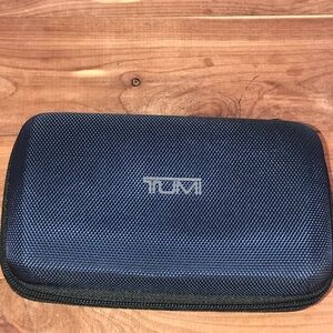 TUMI Hard Zip Case Travel Delta Glasses Toiletries Earphones